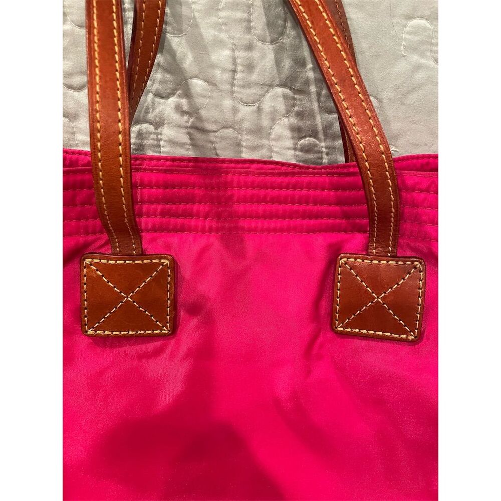 Dooney & Bourke Women's Bright Pink Nylon Tote Bag with Leather Trim - Picture 4 of 16